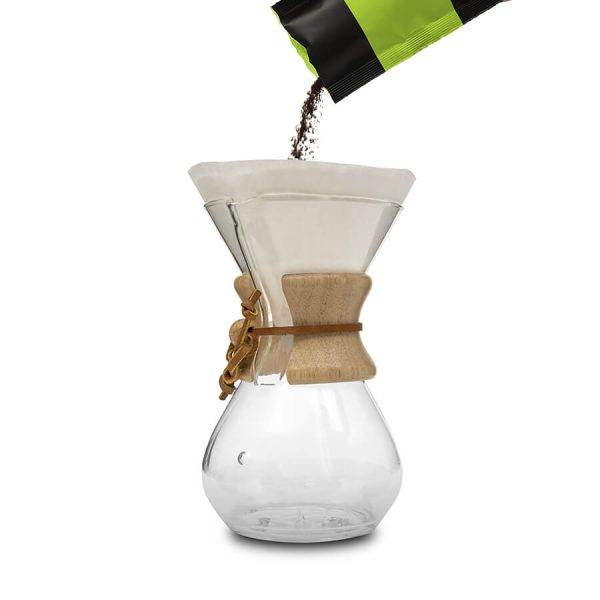 Chemex with coffee being poured